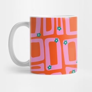 Groovy retro rectangles and flowers Mug